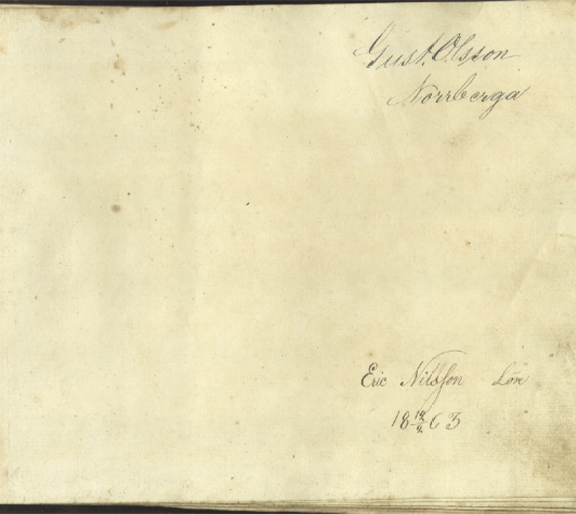 Foto p&aring; &auml;ldre gulnat papper med handskrift